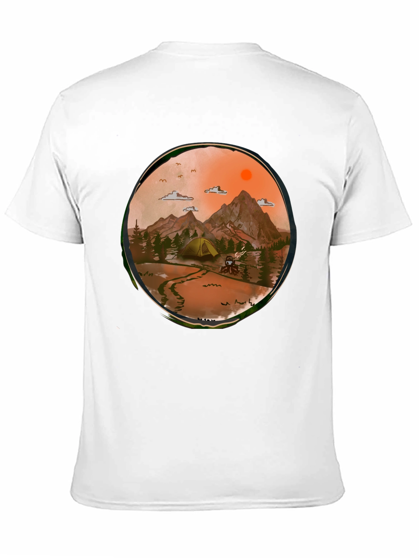 Adventure Awaits Graphic Tee - Camping Scene T-Shirt