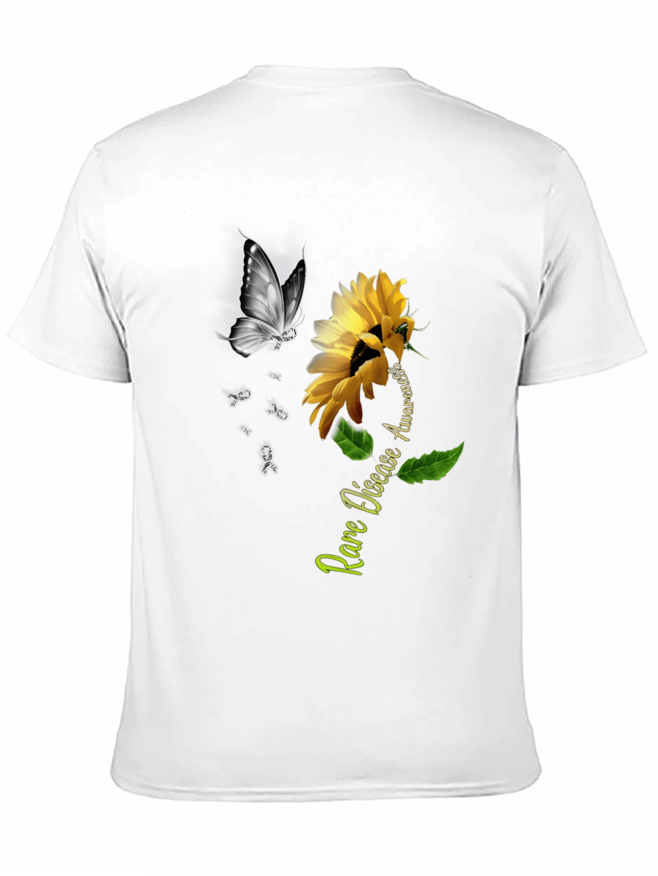 Rare Disease Awareness Sunflower Butterfly T-Shirt