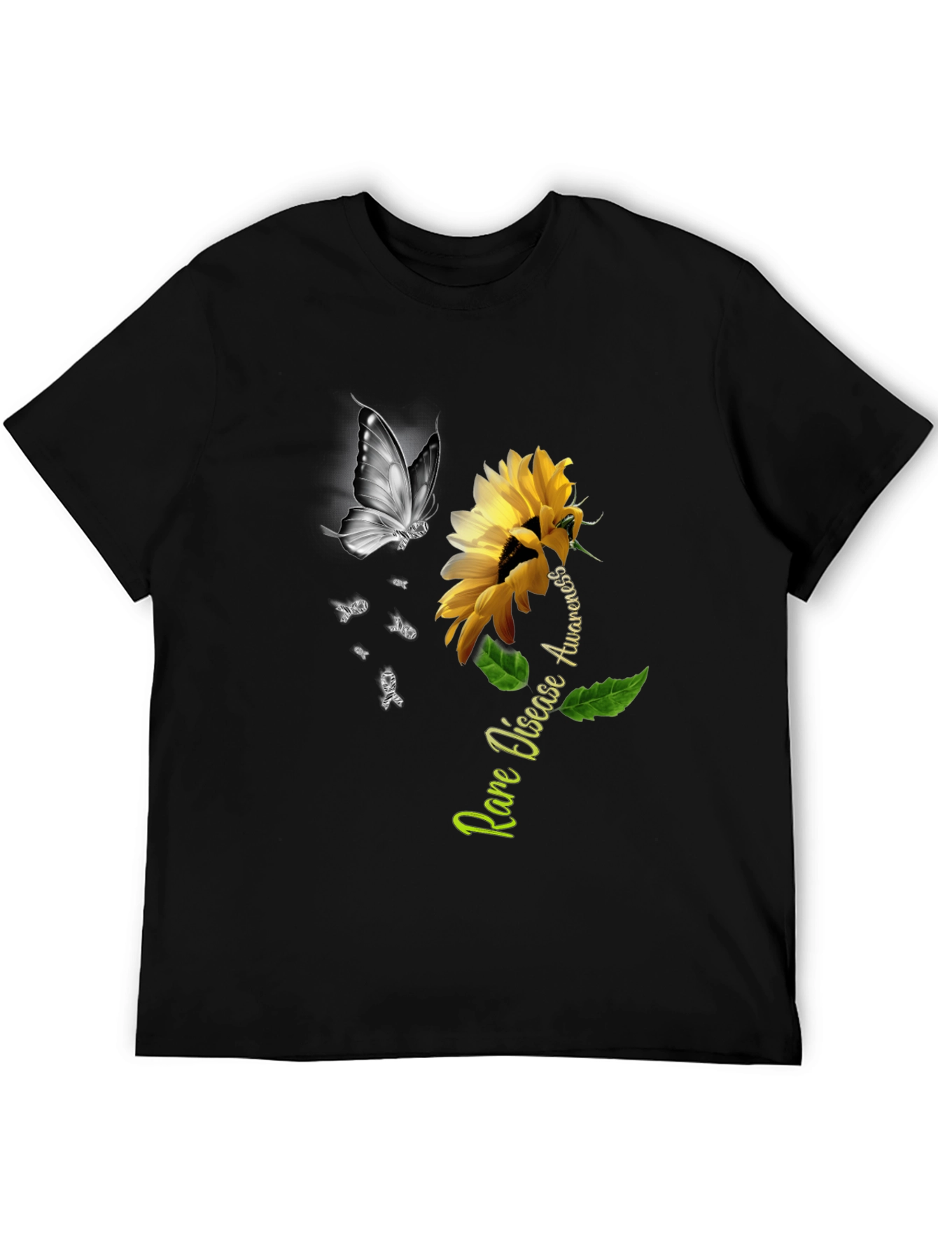 Rare Disease Awareness Sunflower Butterfly T-Shirt