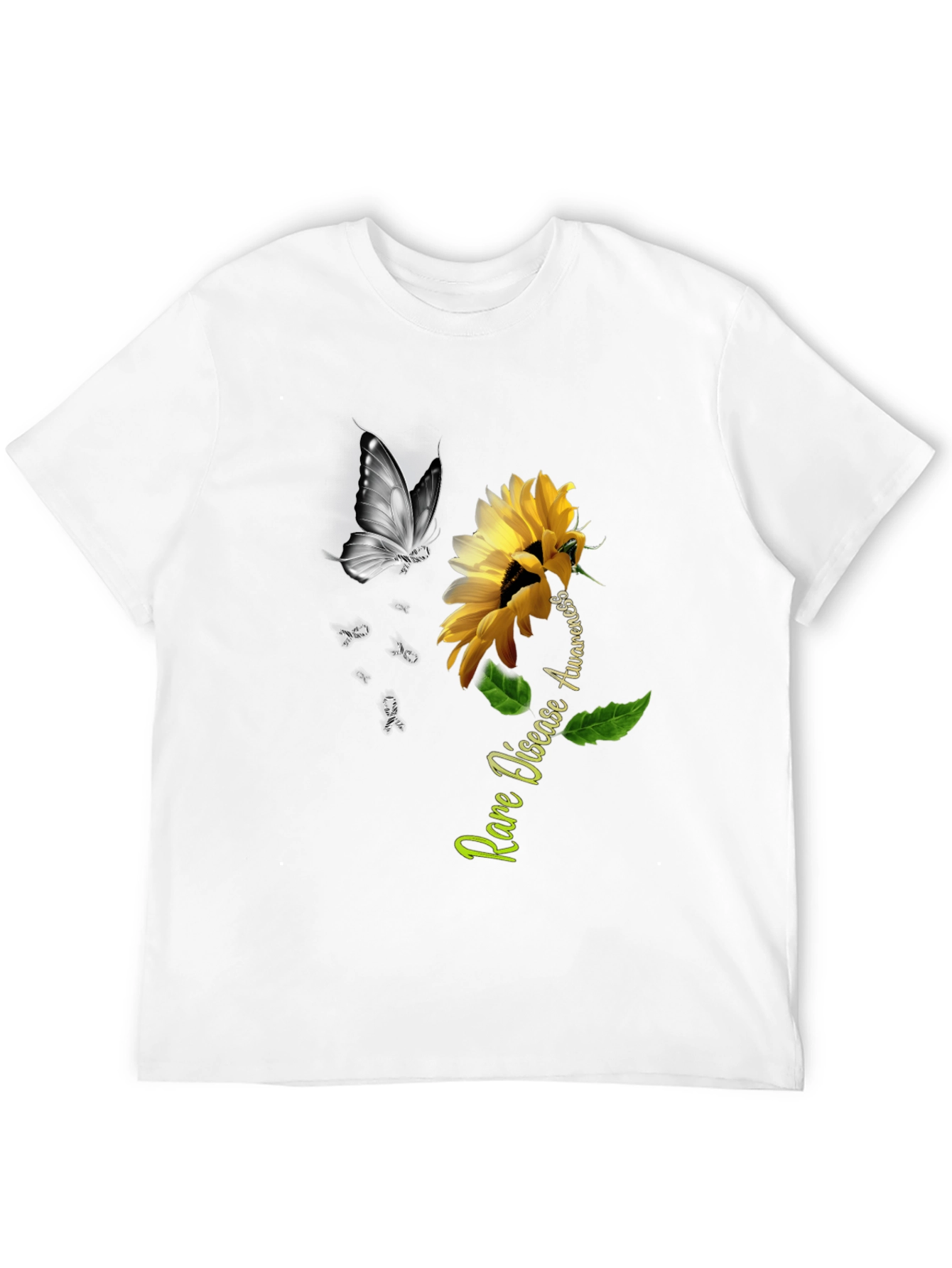 Rare Disease Awareness Sunflower Butterfly T-Shirt