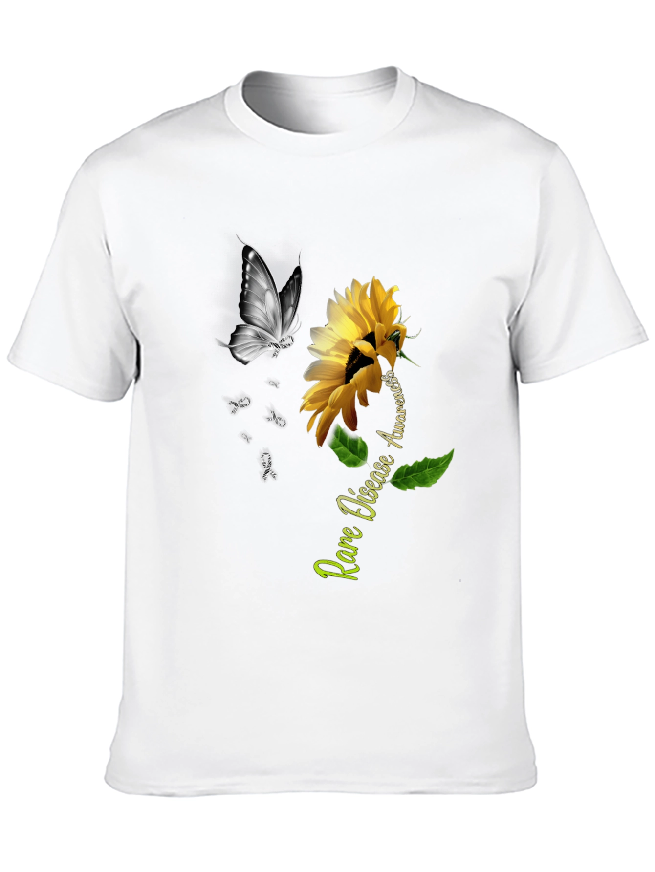 Rare Disease Awareness Sunflower Butterfly T-Shirt