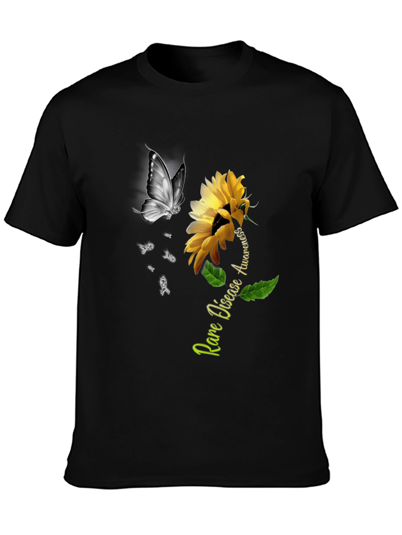Rare Disease Awareness Sunflower Butterfly T-Shirt