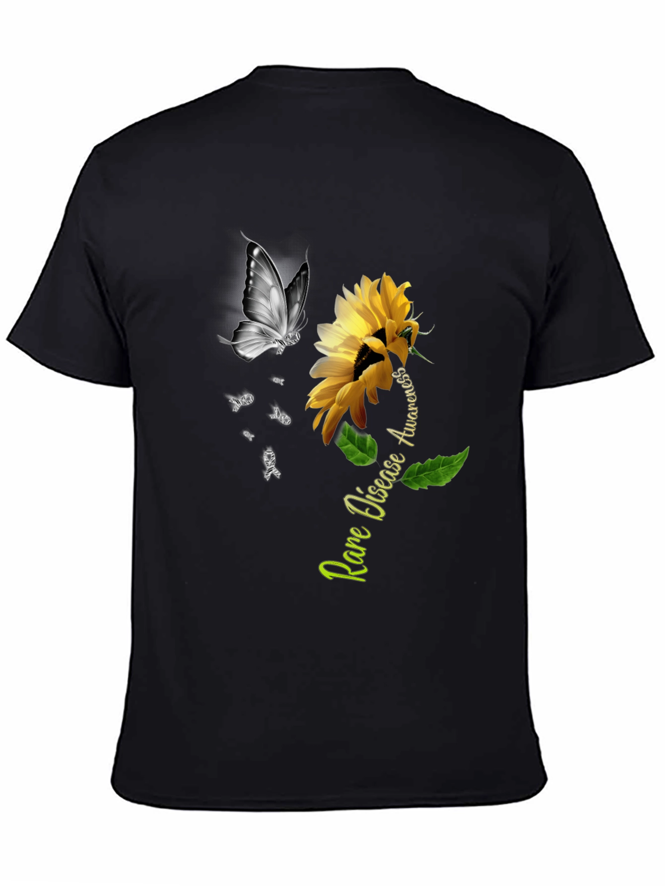 Rare Disease Awareness Sunflower Butterfly T-Shirt