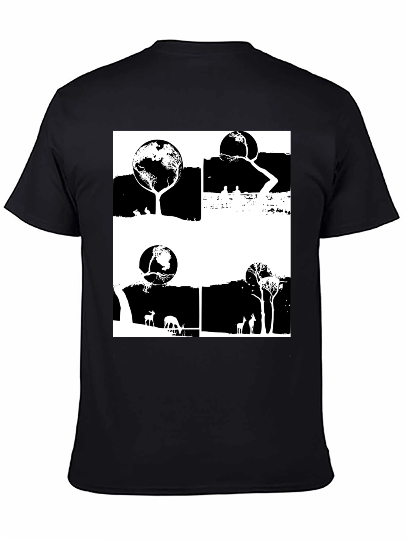 Nature Inspired Graphic Tee - Earth Trees Deer Print