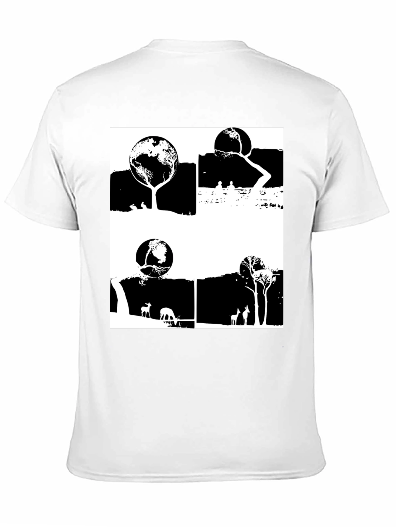 Nature Inspired Graphic Tee - Earth Trees Deer Print