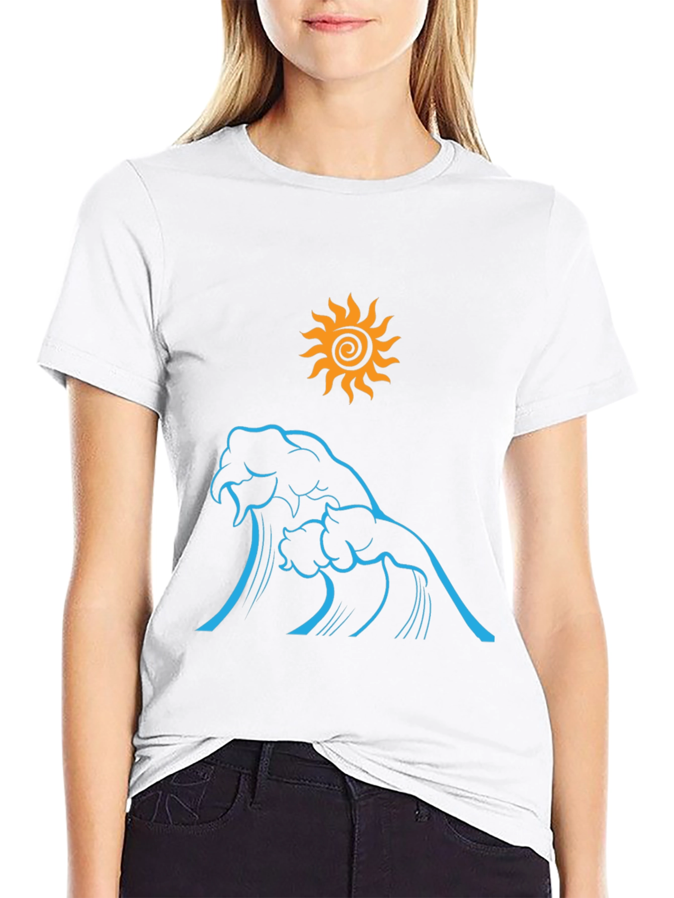 Ocean Wave Sun Graphic Tee - Black