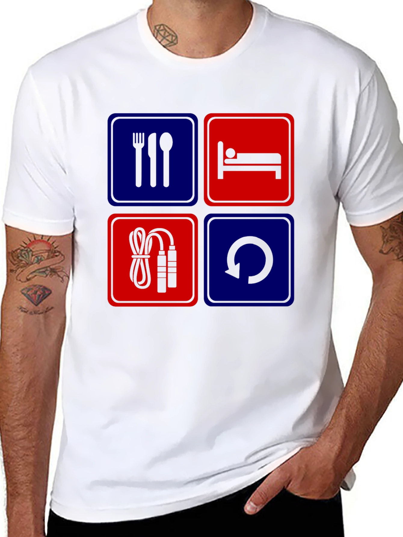 Eat Sleep Gym Repeat Graphic T-Shirt