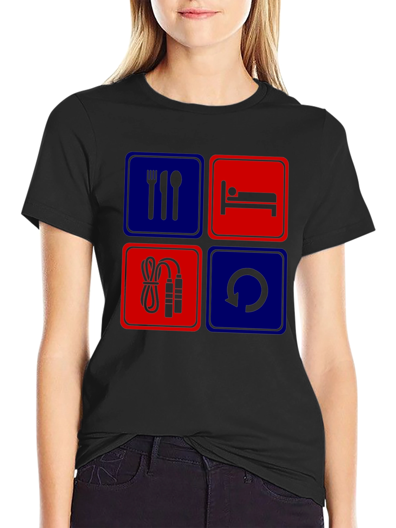 Eat Sleep Gym Repeat Graphic T-Shirt