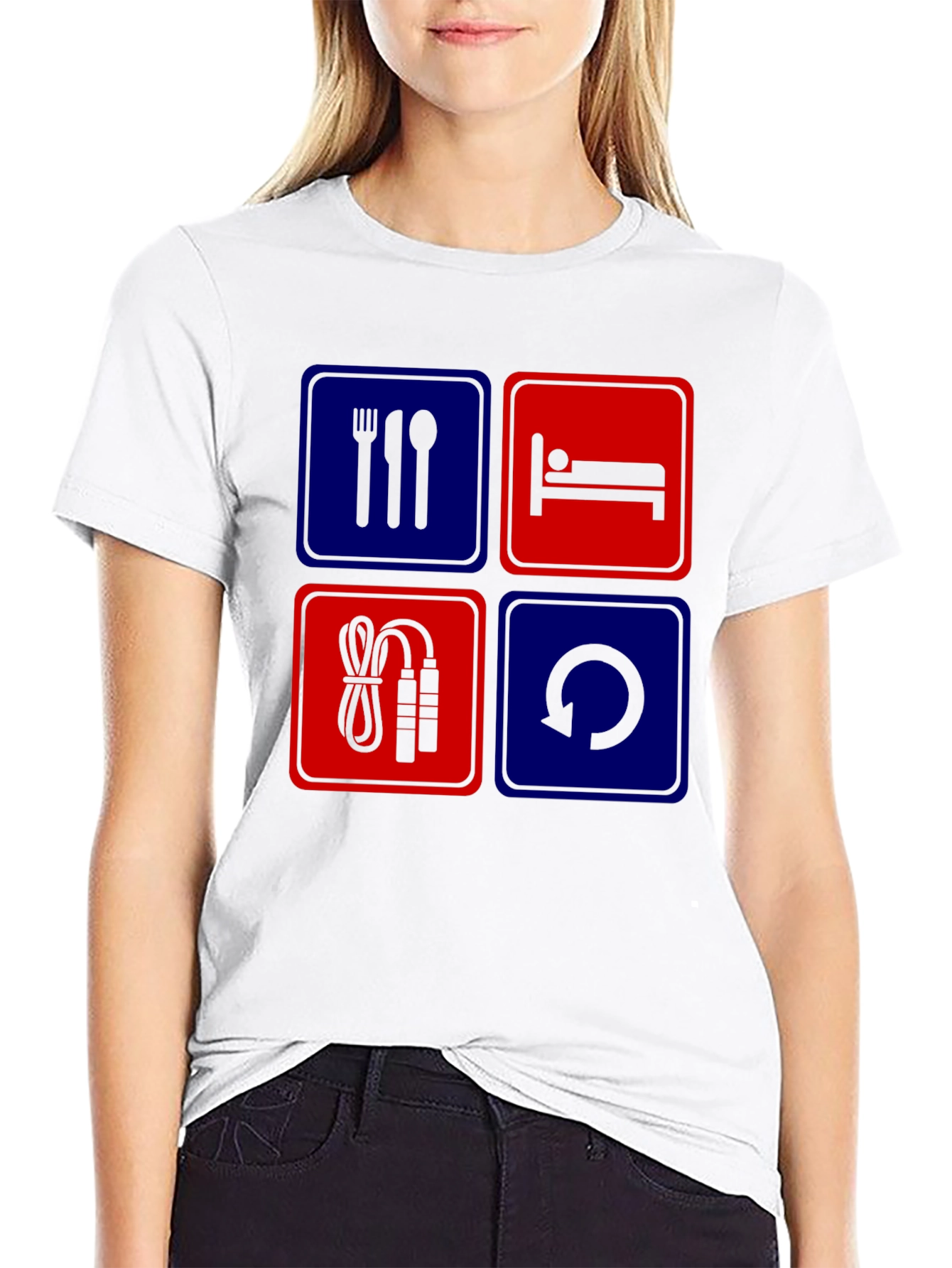 Eat Sleep Gym Repeat Graphic T-Shirt