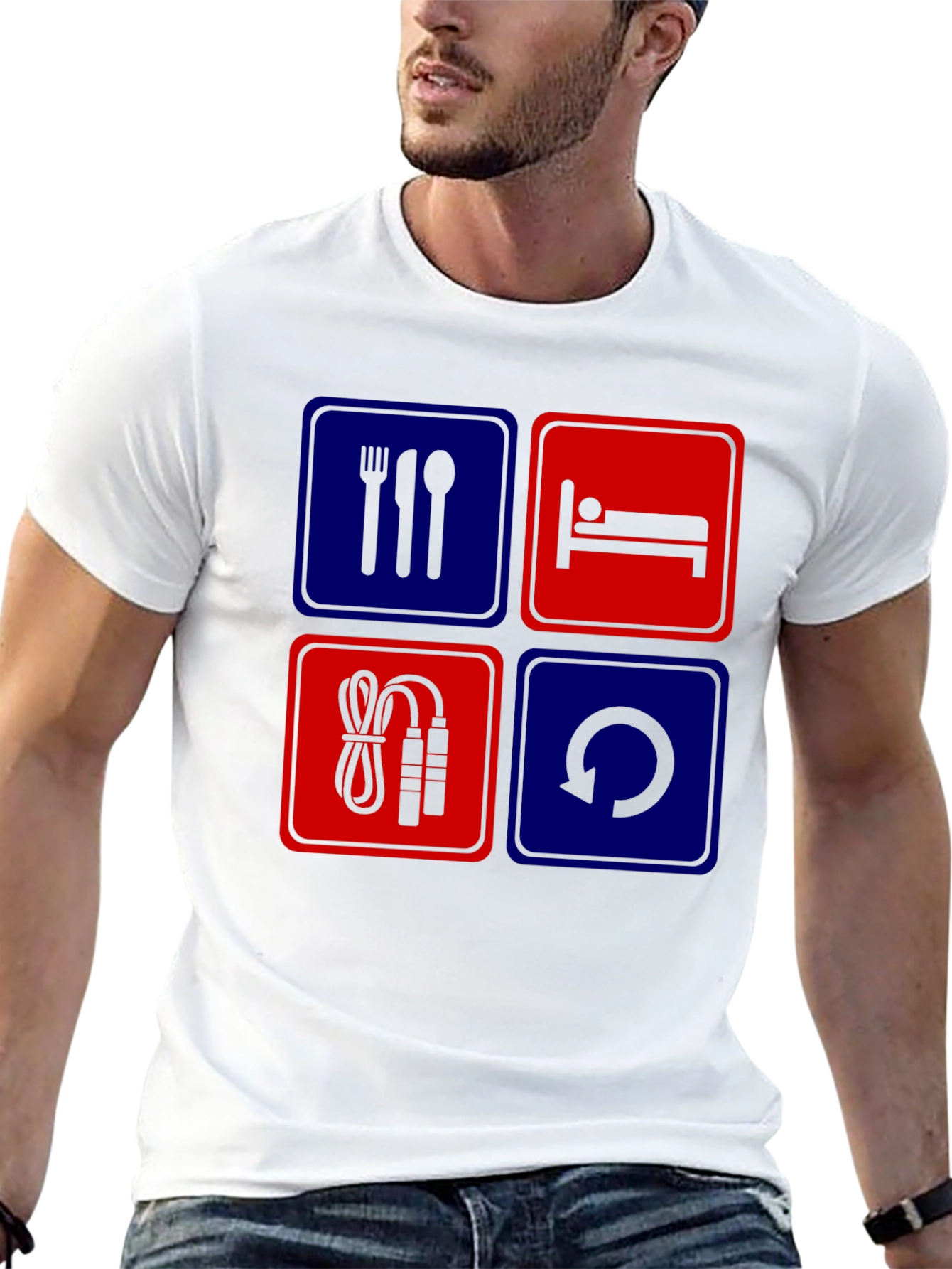 Eat Sleep Gym Repeat Graphic T-Shirt