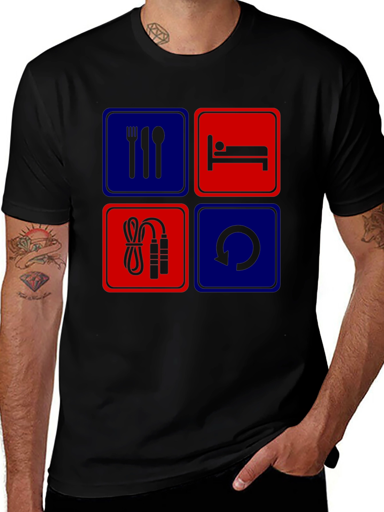 Eat Sleep Gym Repeat Graphic T-Shirt