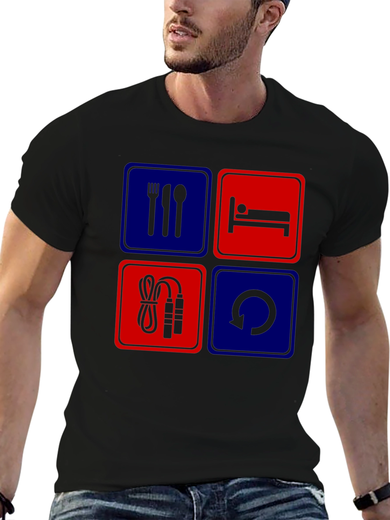 Eat Sleep Gym Repeat Graphic T-Shirt