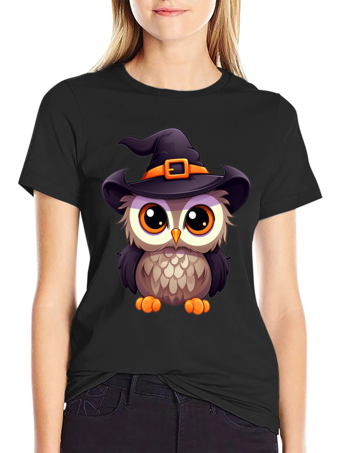 Cute Halloween Owl Witch T-Shirt
