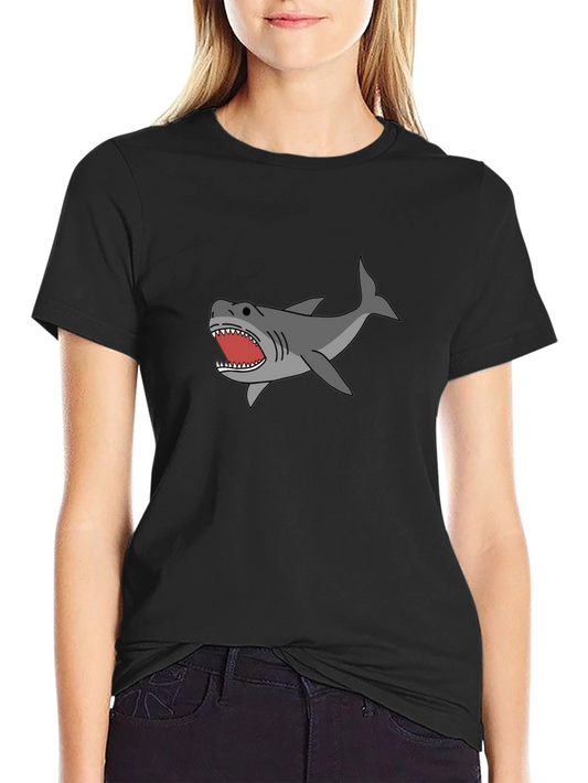 Shark Graphic Tee - Black Cotton T-Shirt