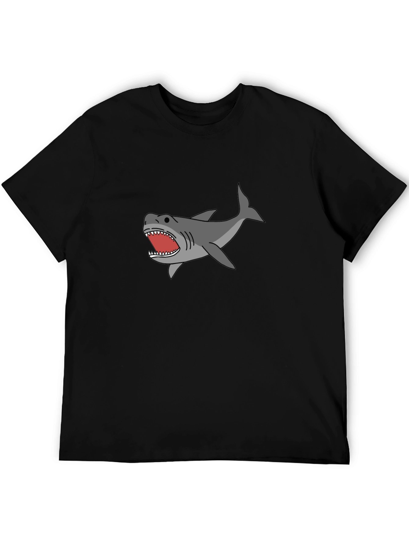 Shark Graphic Tee - Black Cotton T-Shirt