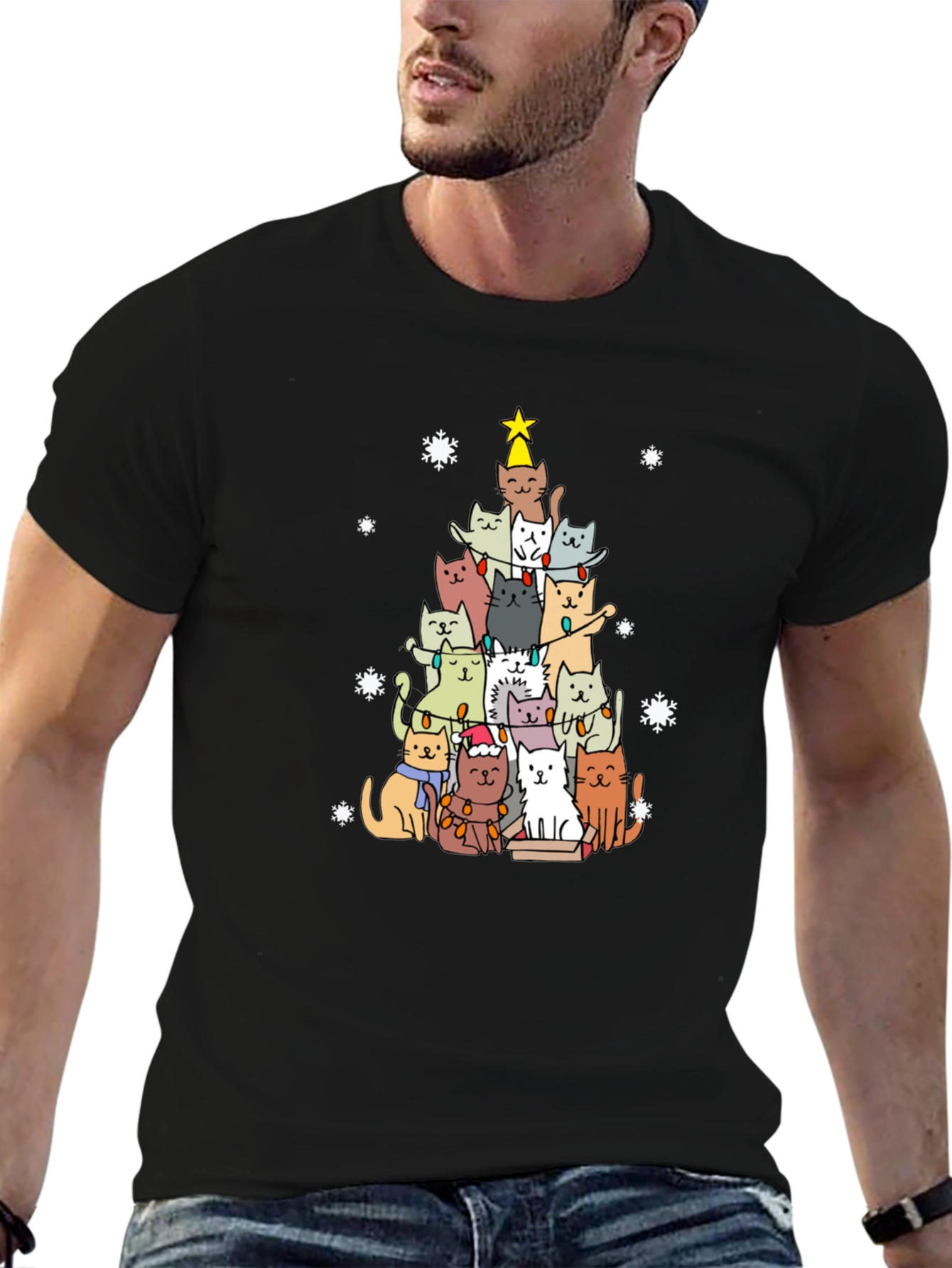 Festive Cat Christmas Tree T-Shirt