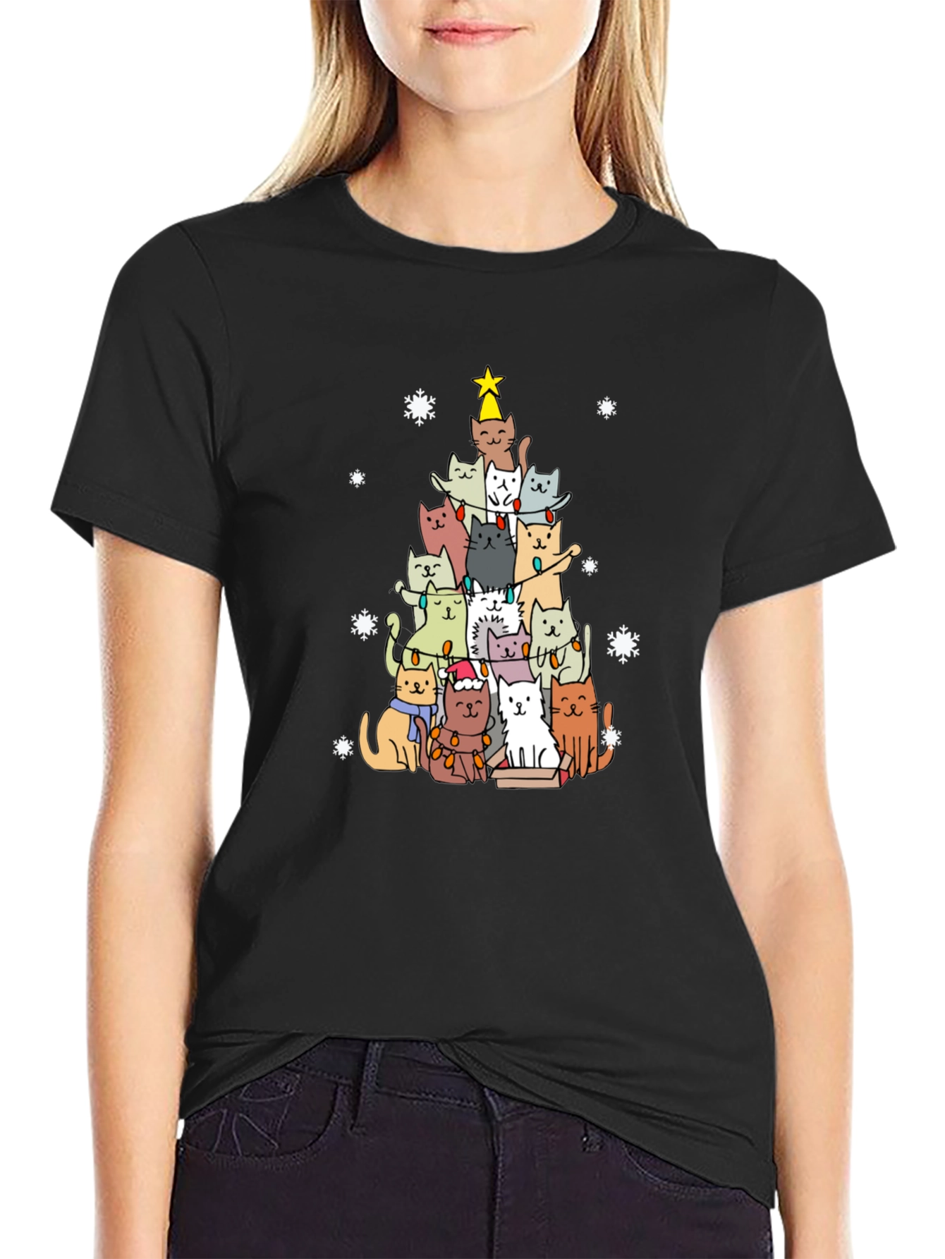 Festive Cat Christmas Tree T-Shirt