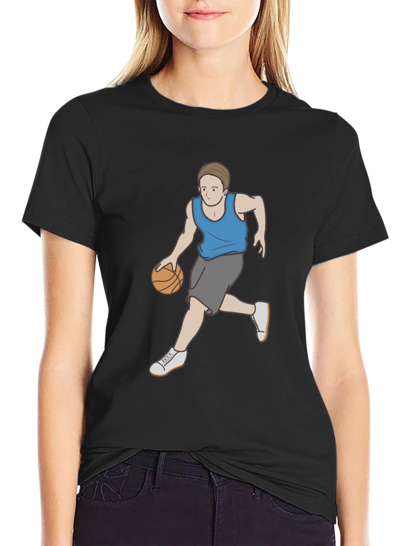 Basketball Player Graphic T-Shirt - Cool Black Tee