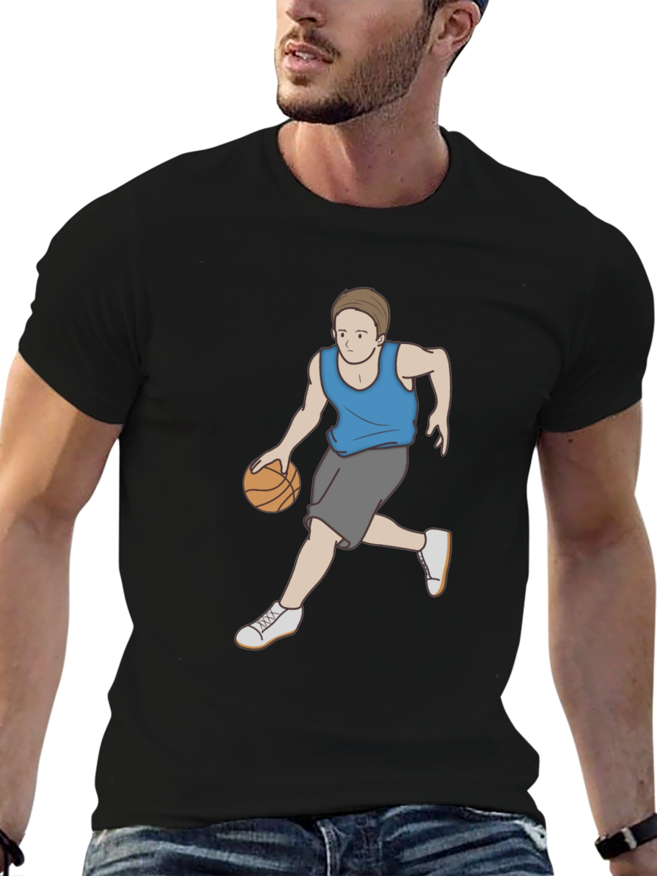 Basketball Player Graphic T-Shirt - Cool Black Tee
