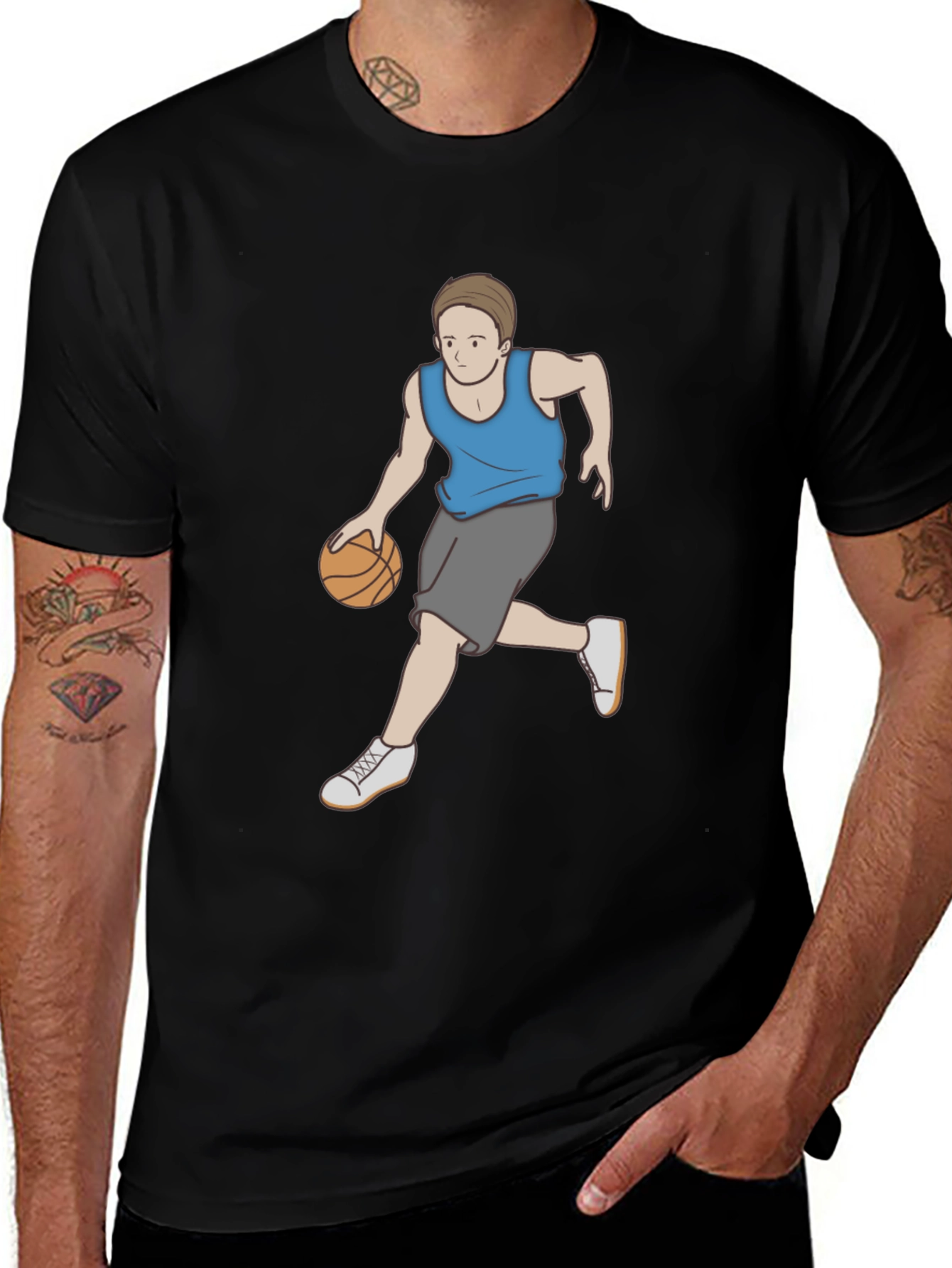 Basketball Player Graphic T-Shirt - Cool Black Tee