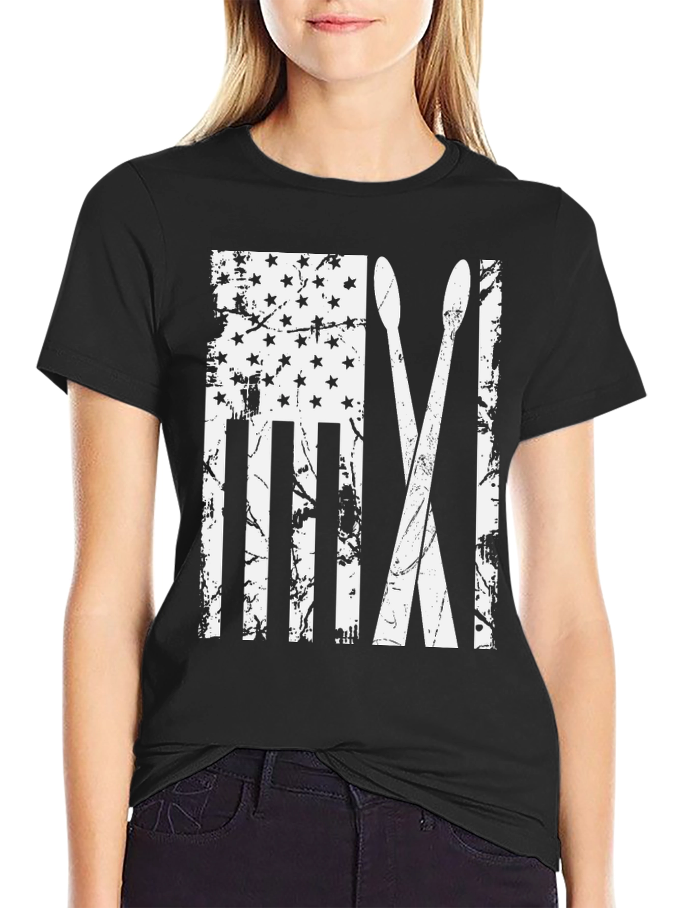 American Flag Drum Sticks Graphic Tee