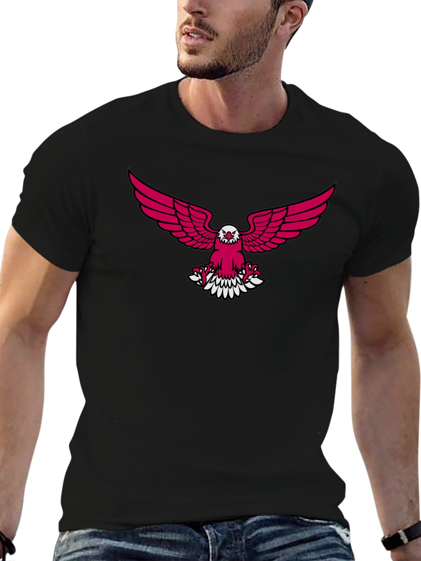 Black T-Shirt with Eagle Graphic