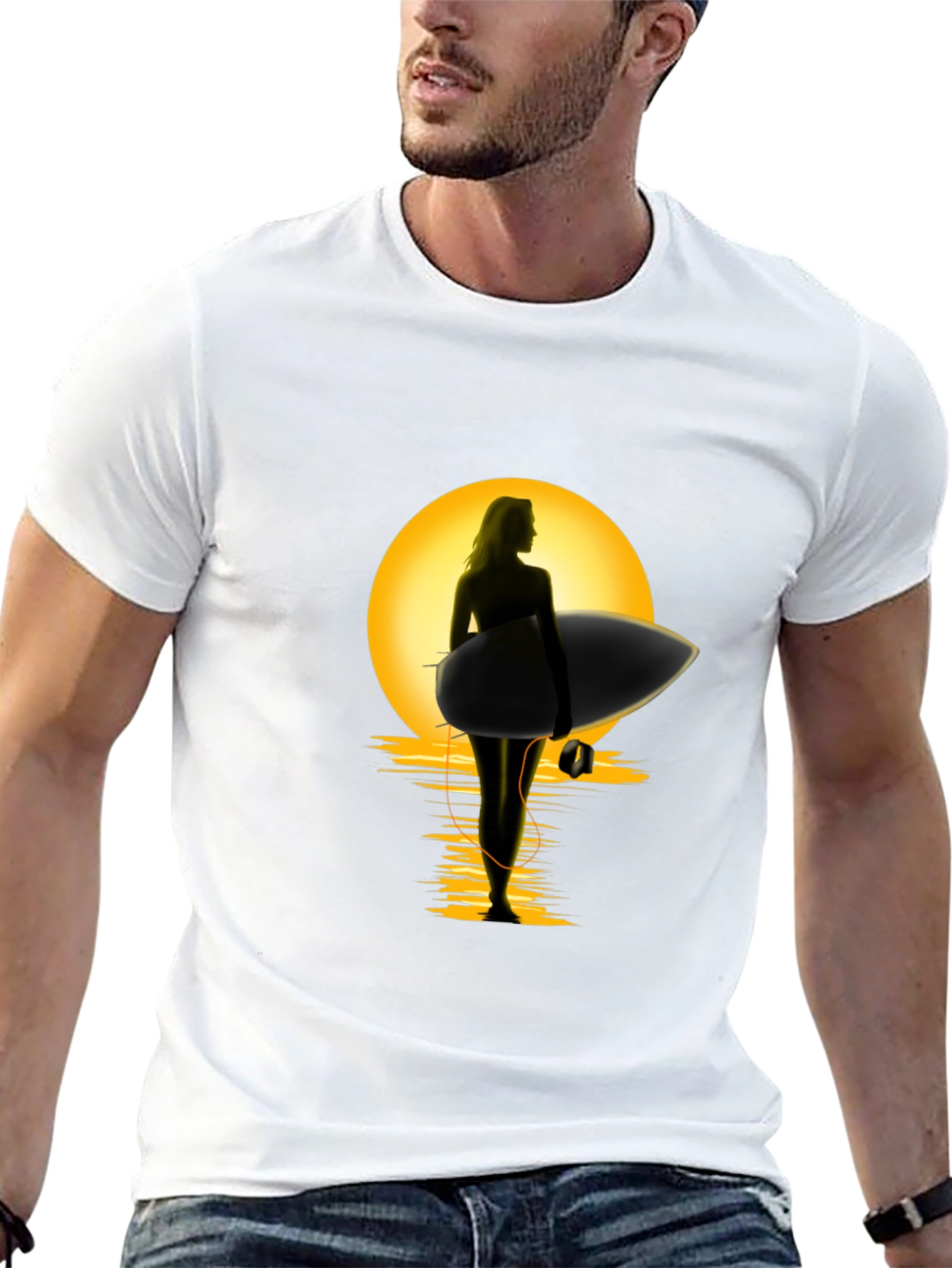Sunset Surfer Graphic Tee - Premium Cotton Comfort