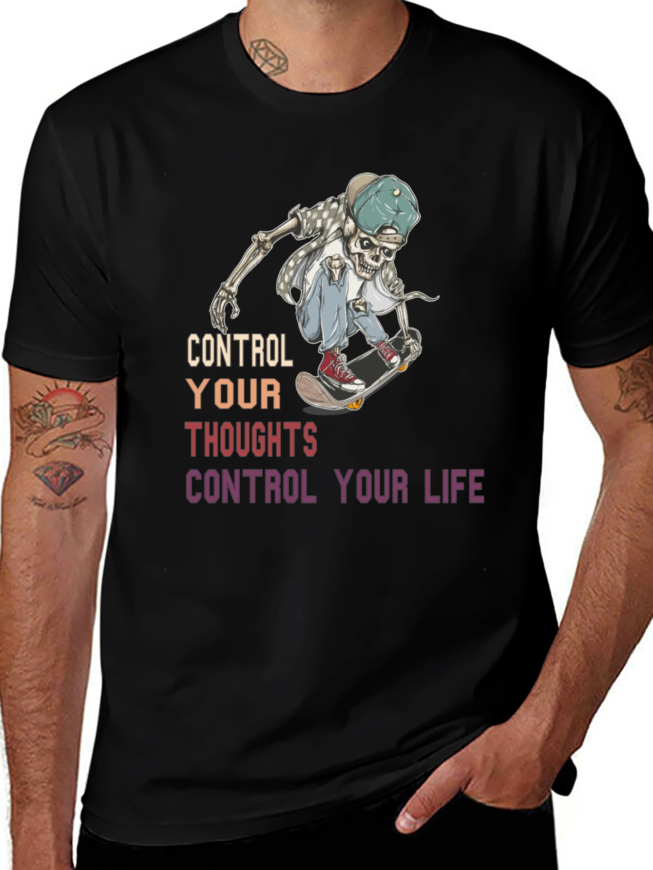 Skateboarding Skeleton Graphic T-Shirt
