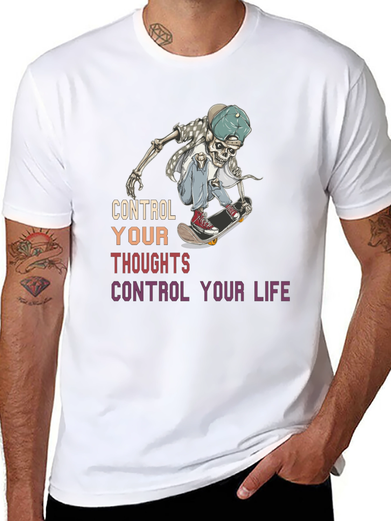 Skateboarding Skeleton Graphic T-Shirt
