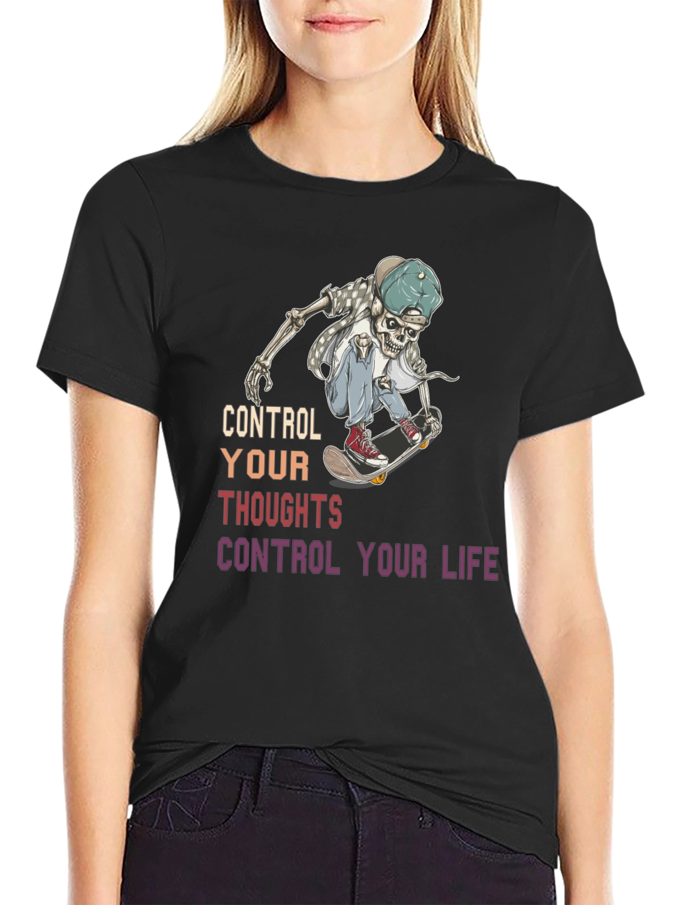 Skateboarding Skeleton Graphic T-Shirt