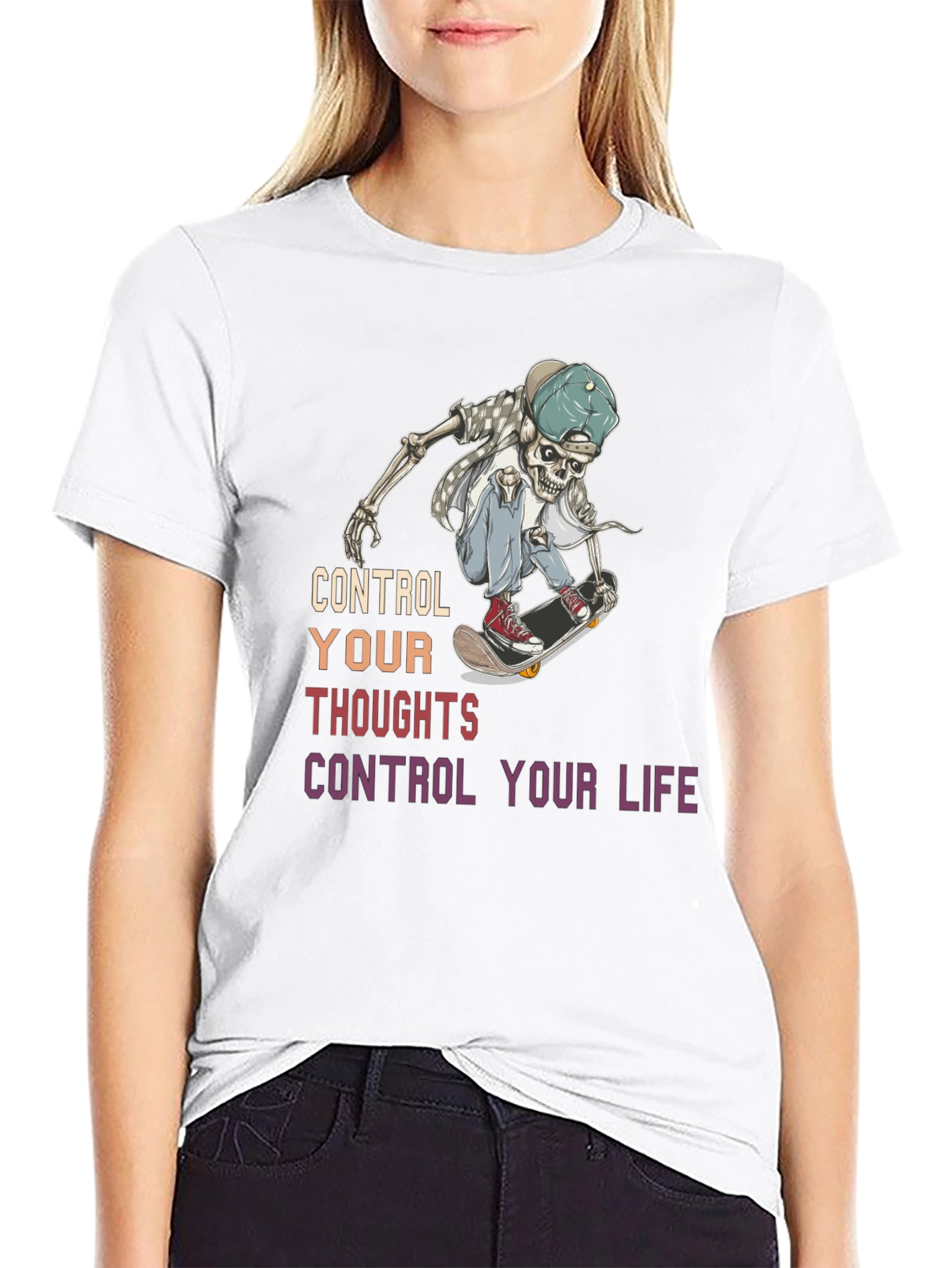 Skateboarding Skeleton Graphic T-Shirt