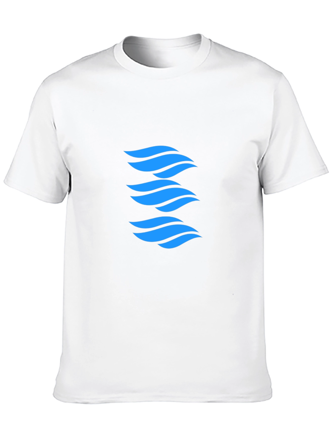 Modern Blue Wave Graphic Black T-Shirt
