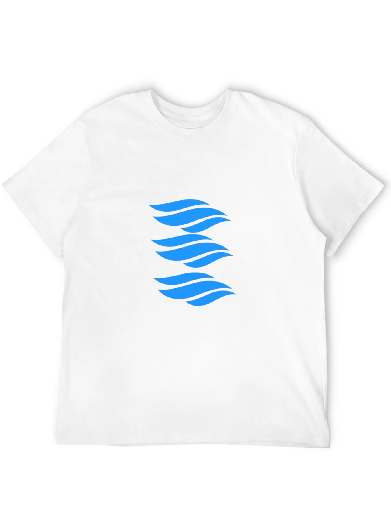 Modern Blue Wave Graphic Black T-Shirt