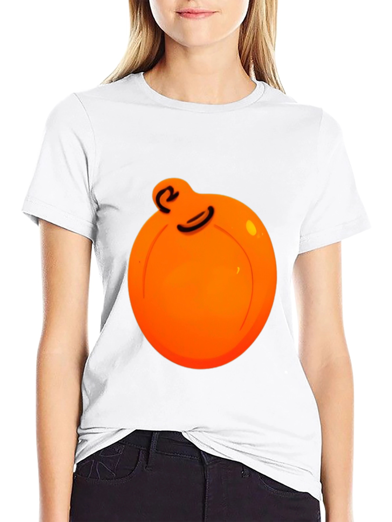 Orange Ball Character Graphic Black Tee