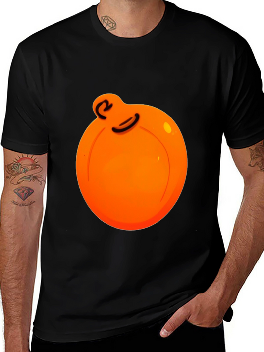 Orange Ball Character Graphic Black Tee