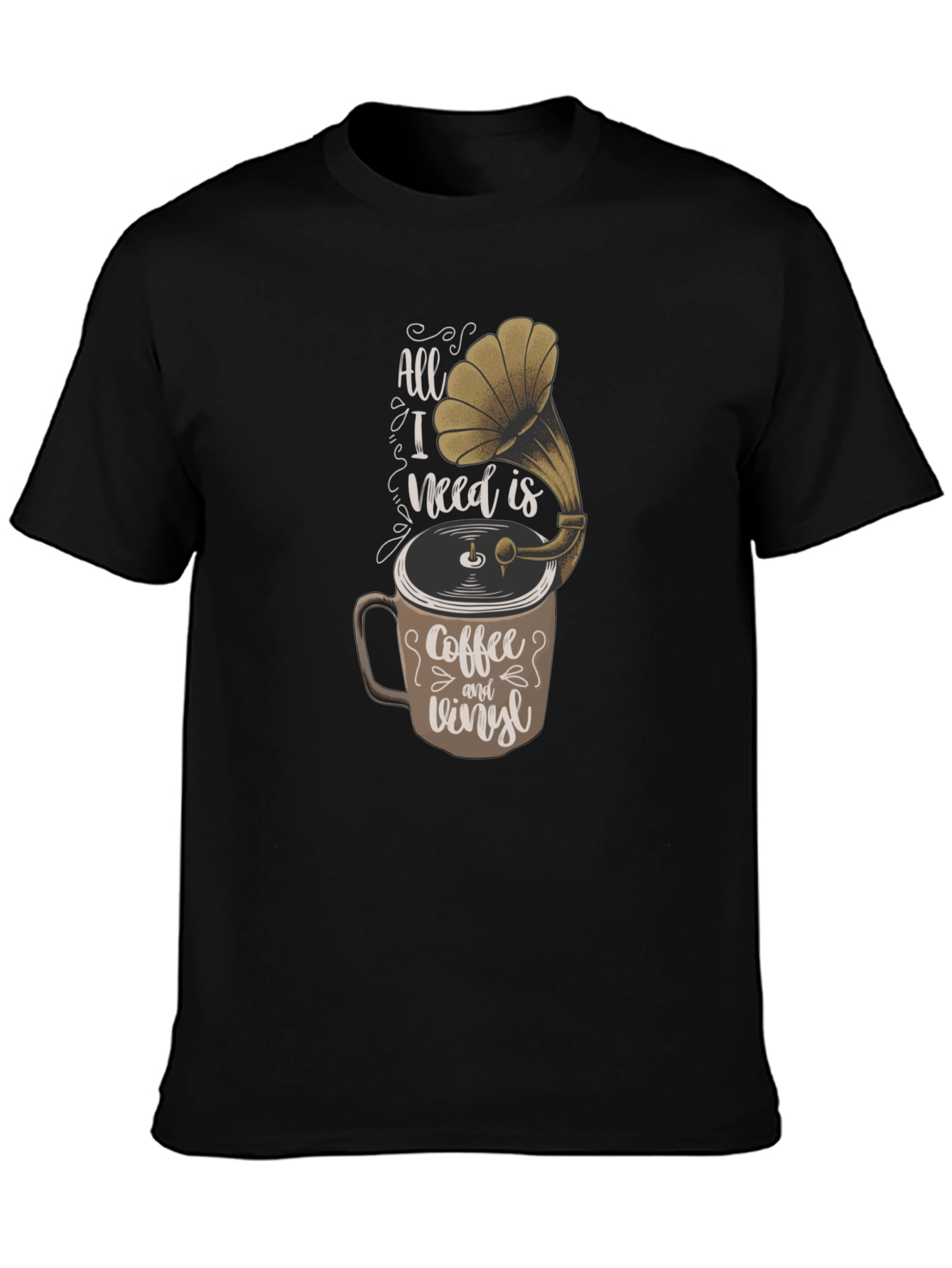 Coffee & Vinyl T-Shirt - Music Lover Tee