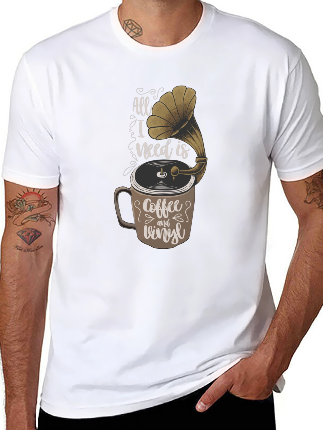 Coffee & Vinyl T-Shirt - Music Lover Tee