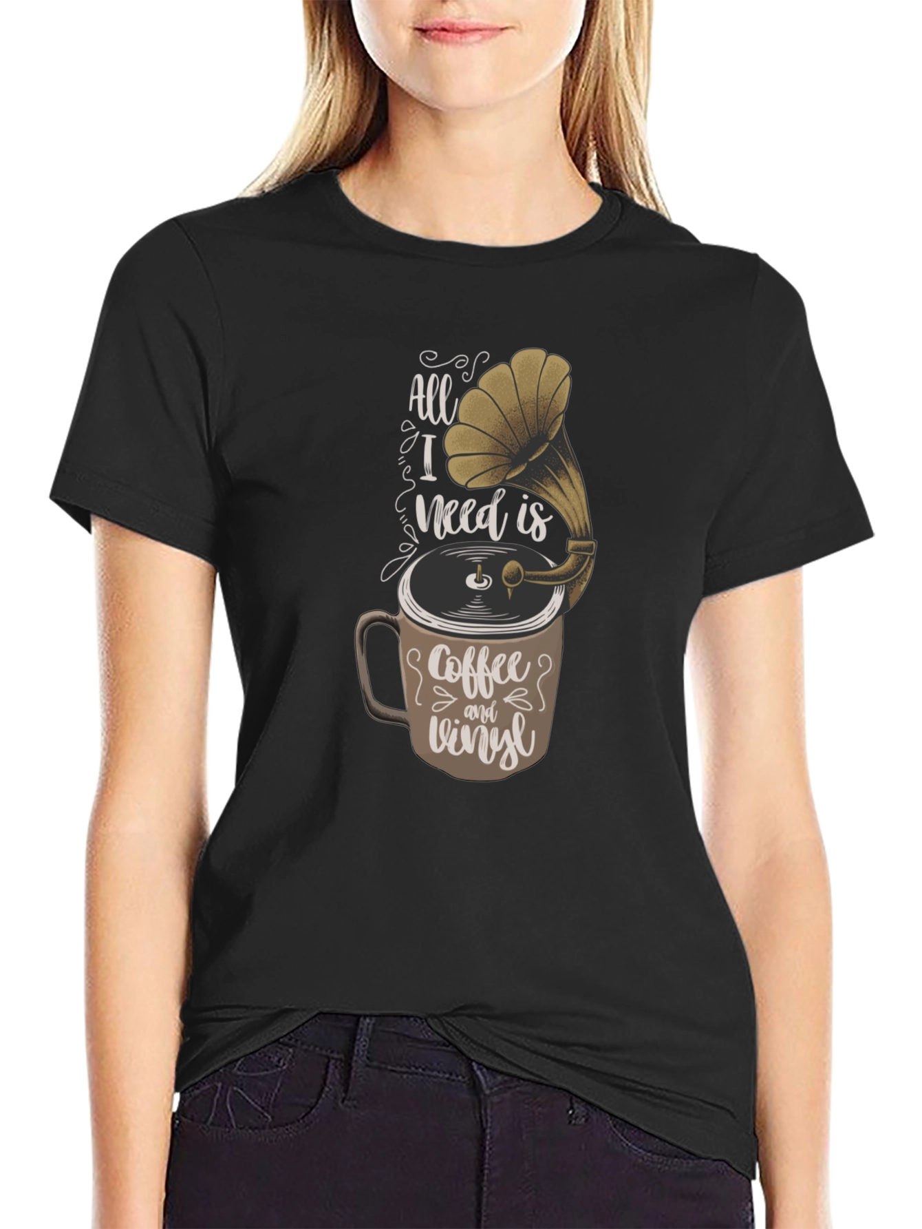 Coffee & Vinyl T-Shirt - Music Lover Tee