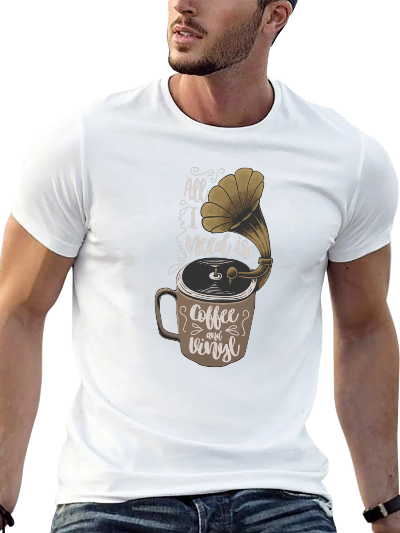 Coffee & Vinyl T-Shirt - Music Lover Tee