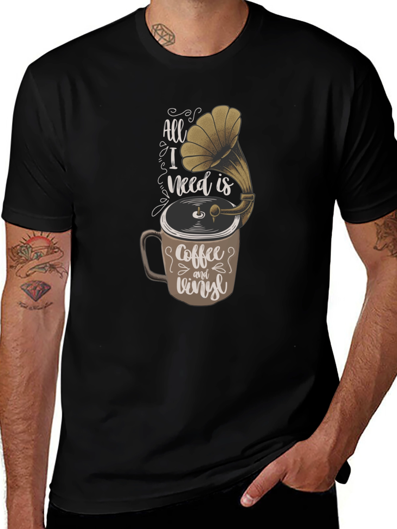 Coffee & Vinyl T-Shirt - Music Lover Tee