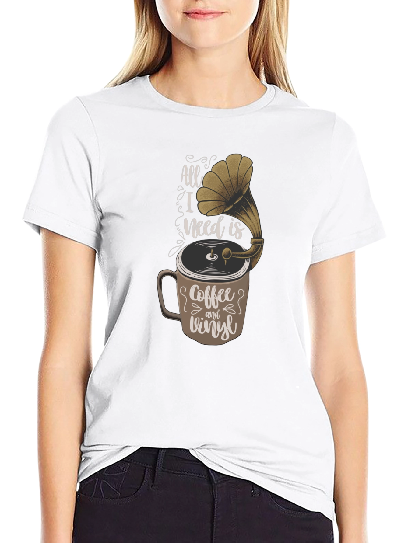 Coffee & Vinyl T-Shirt - Music Lover Tee