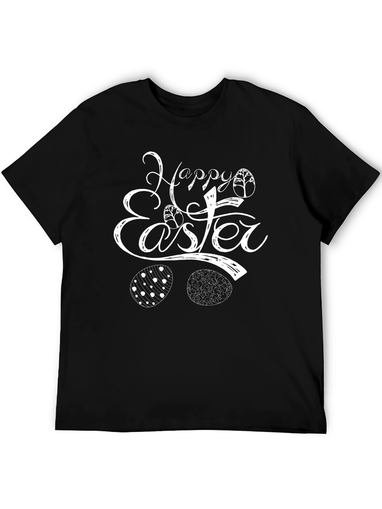Happy Easter Black Cotton T-Shirt