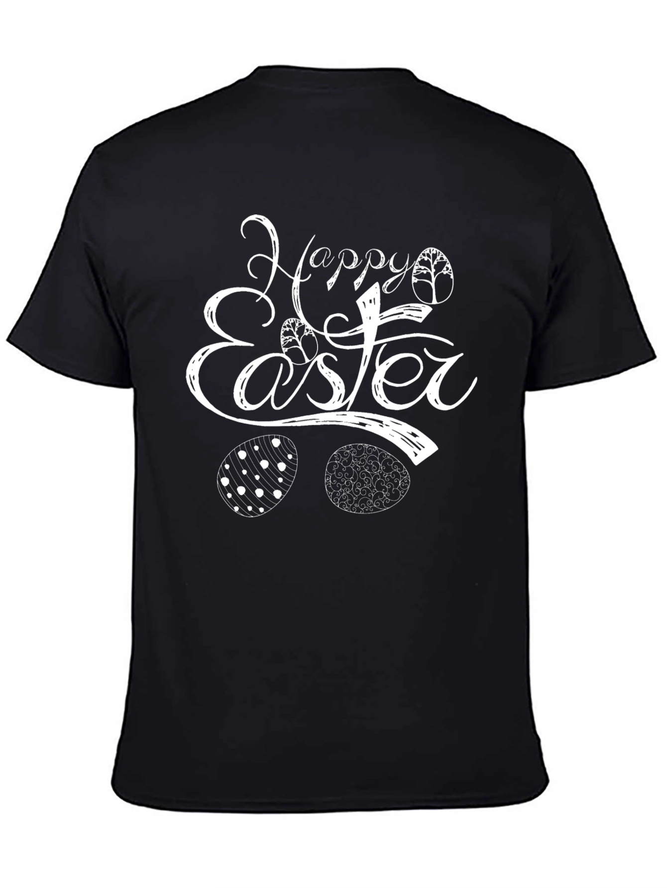 Happy Easter Black Cotton T-Shirt