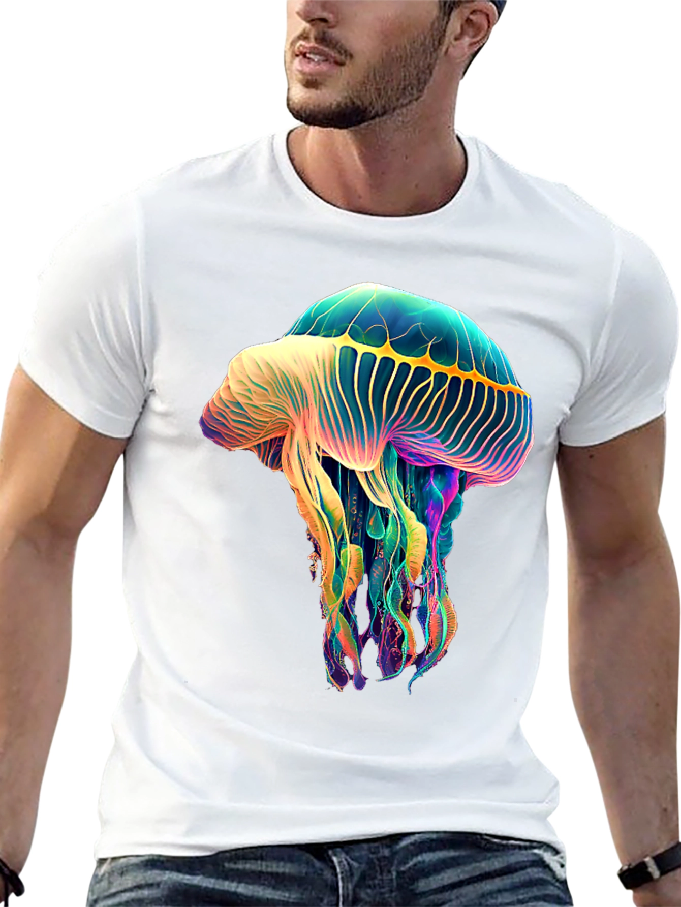 Luminous Jellyfish Graphic Tee - Unique Black T-Shirt