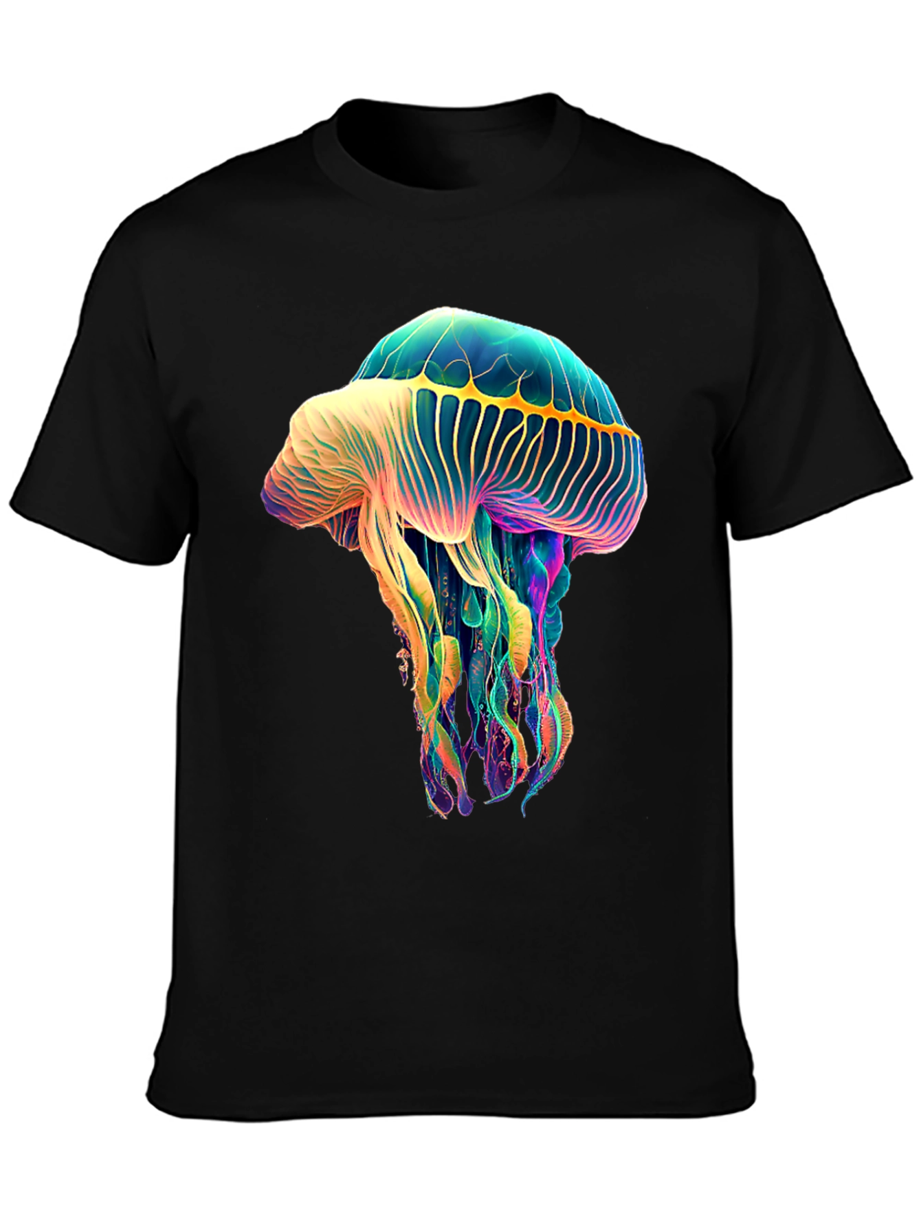 Luminous Jellyfish Graphic Tee - Unique Black T-Shirt