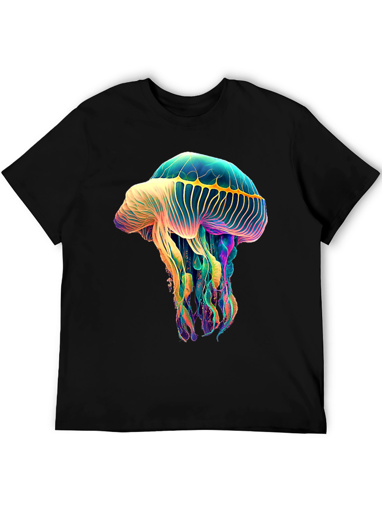 Luminous Jellyfish Graphic Tee - Unique Black T-Shirt