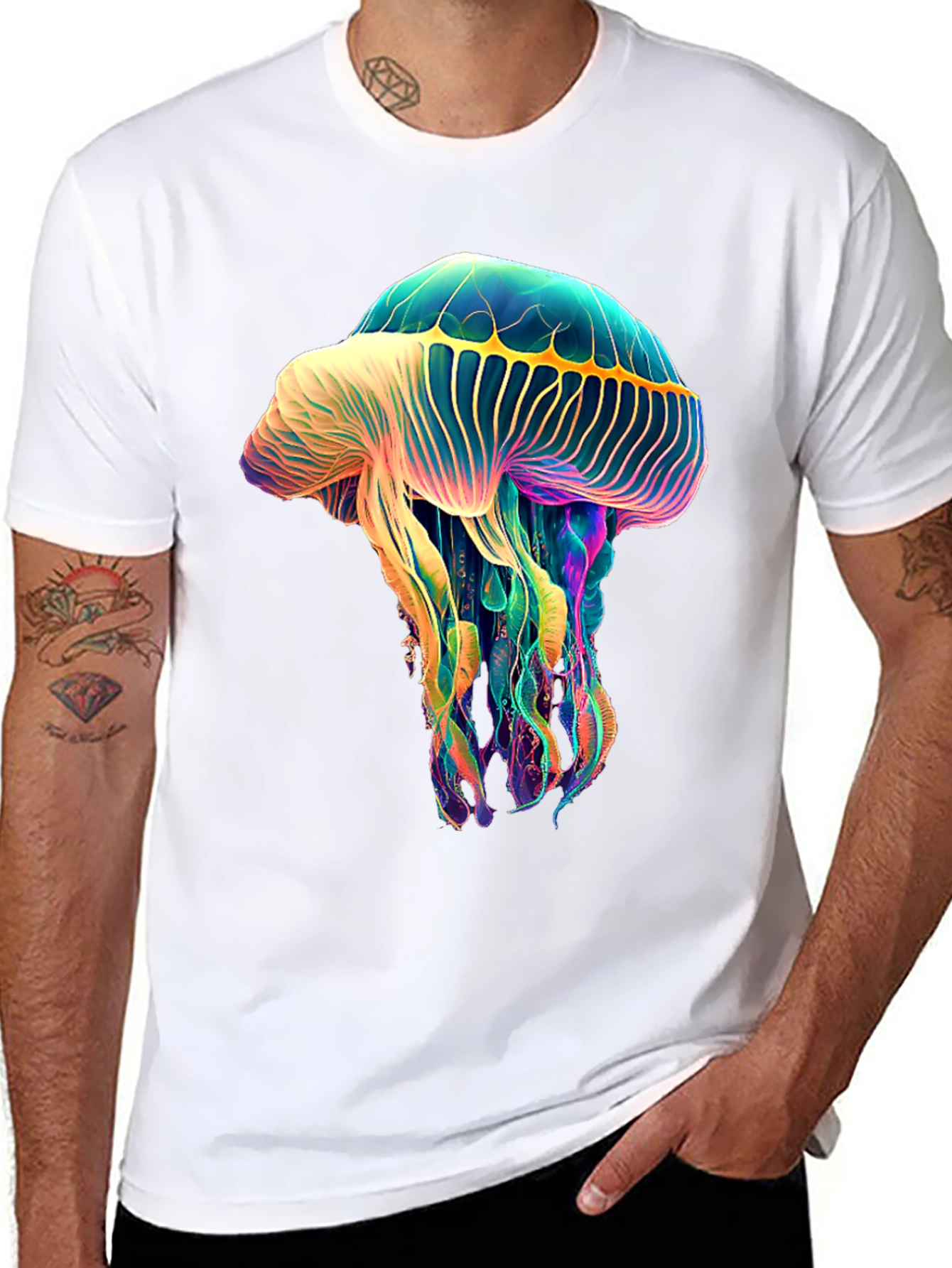 Luminous Jellyfish Graphic Tee - Unique Black T-Shirt