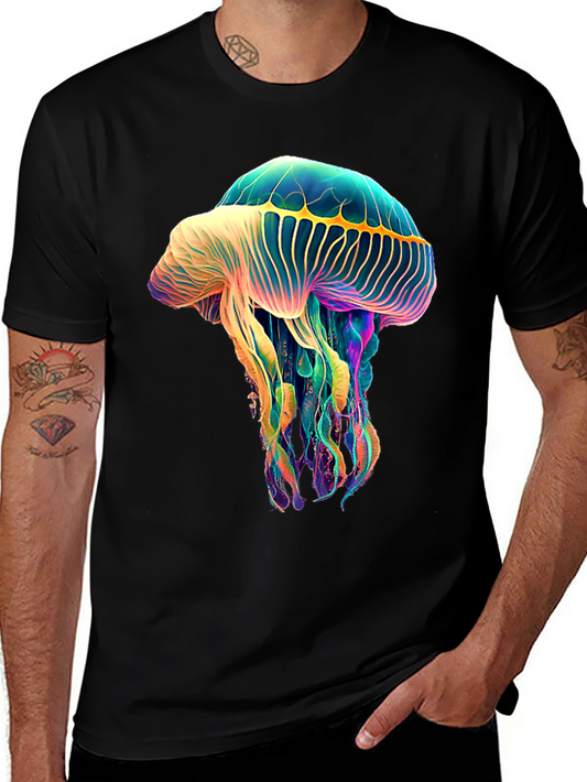 Luminous Jellyfish Graphic Tee - Unique Black T-Shirt