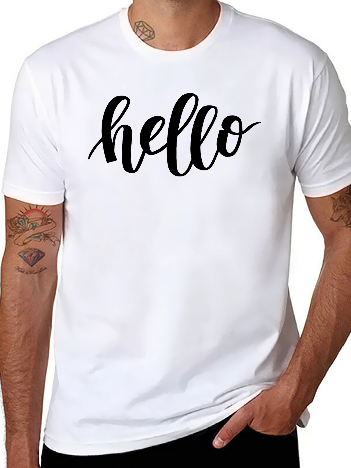 Hello Black T-Shirt Casual Style