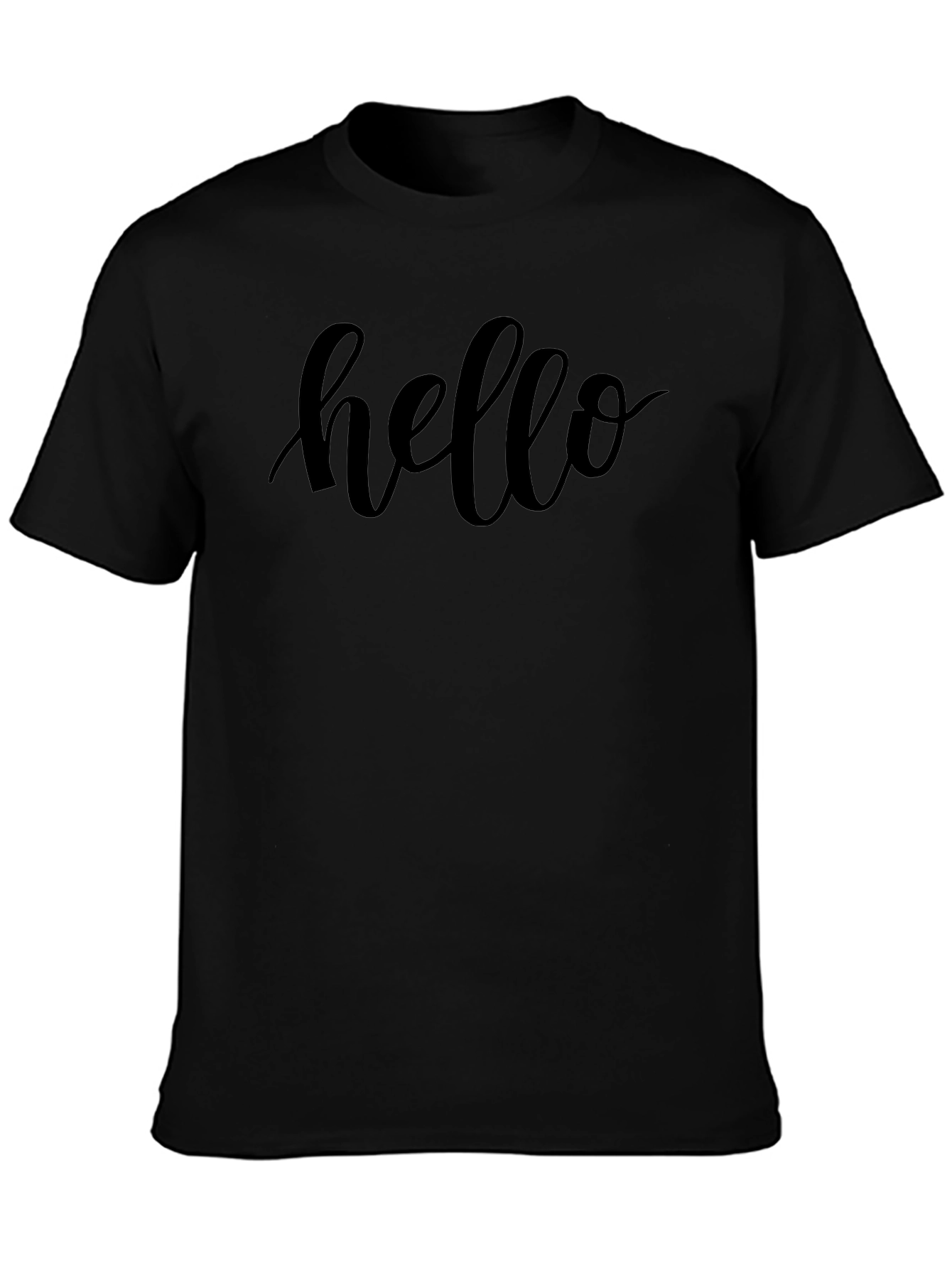 Hello Black T-Shirt Casual Style